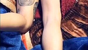 exotic beautiful teen gives footjob on webcam