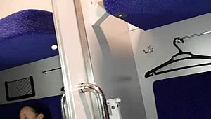 Stranger and I cum together in a train compartment, wow!