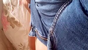 Amateur girl with small tits masturbating to orgasm in solo session part 1