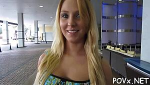 teen girl gives passionate blowjob in pov