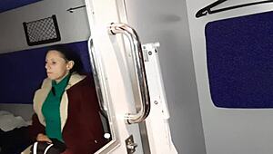 Stranger and I cum together in a train compartment, wow!