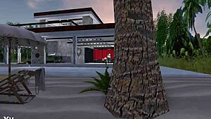 Jenn fucks Maggie in the bedroom with huge tits and ladyboy cock