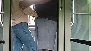 Unknown Girl Grabs My Cock on Train Before Bathroom Jerk Off