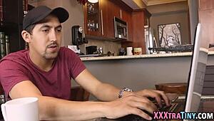 Teeny skank gets a facial, wow!