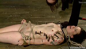 She dominates the gagged slave with anal banging