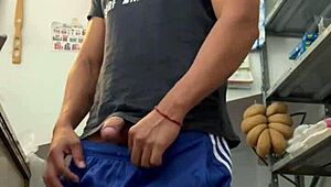 i'm a young mexican amateur jerking big cock backstage for first time