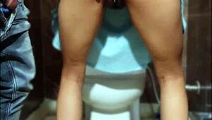 Horny teen friend deepthroats and squirts in bathroom