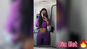 Hot European Amateur Bia Jerks Off In Bus Bathroom