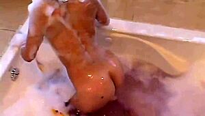 bathing teen topanga teases her pussy solo in the tub for masturbation
