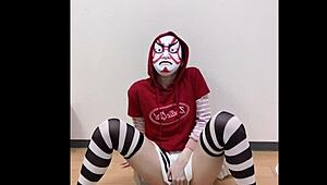 A girl in a short skirt slowly masturbates, touching herself under the fabric while fantasizing about being watched.