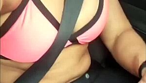 Blonde Slut Cumming Inside The Car During Intense Masturbation