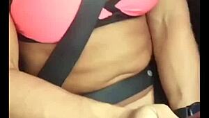 Blonde Slut Cumming Inside The Car During Intense Masturbation