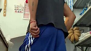 i'm a young mexican amateur jerking big cock backstage for first time