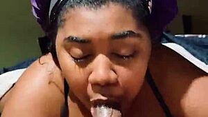 Sucking big cock and swallowing cum