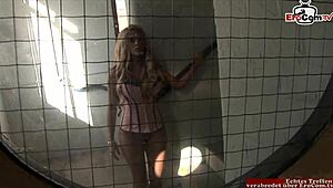 Pretty Blonde Babe Enjoys Double Cumshot