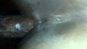 Amateur black ebony man receives bareback creampie