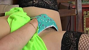 Oh, I masturbate my pussy with toys in black stockings!