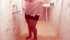 Sexy South Indian Maid Teasing Her Boobs While Cleaning