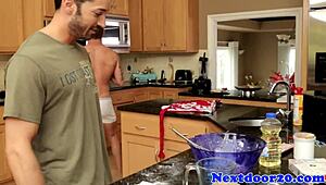 Muscular hunks engage in hardcore kitchen assfucking and anal fun