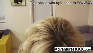 Blonde pornstar Victoria White gets intense blowjob and fucking during workout.