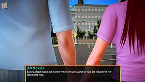 Exploring my new family in this game with redhead and brunette characters featuring small tits and big ass