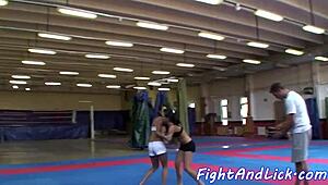 Euro Babe Wrestles Asian Lesbian Beauty In Intense Fight