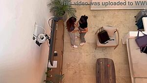 Two hot Colombian babes passionately fingering and kissing in homemade sex