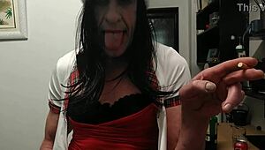 Put it in my ass, you slut! Fuck this trans milf hard!