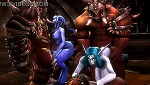 wow pmv - gangbang sluts banging hard in wild group action