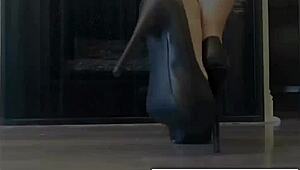 capri struts in high heels, flaunting big tits and ass while masturbating solo 😍