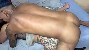 Yo, first time this young guy bangs a hot tattooed white chick bareback!