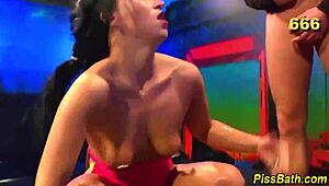 yo, check this urine guzzling slut getting banged hard in a wild group session with old dudes.