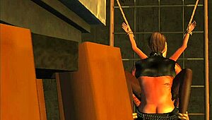 Bound in secondlife, tied up for intriguing bondage sex