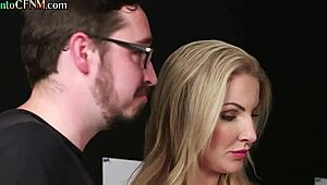 CFNM Slut SUCKS Cock in Wild 3Some with Milf!