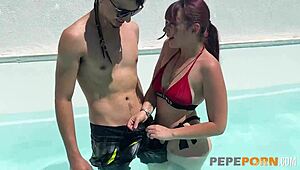 young alternative couple fucking in the pool