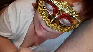 A curvy russian bbw gives a sensual blowjob and eats cum