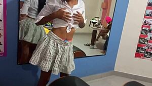 Delicious chocolate latina morena starts amateur porn touching her ass and tits