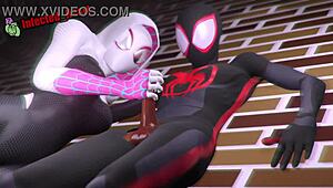 Spider Gwen gets fucked hard against the wall