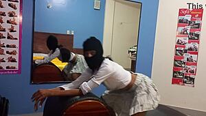 Delicious chocolate latina morena starts amateur porn touching her ass and tits