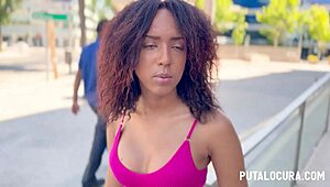 Putalocura Catches Shy Curly Latina Luna Blackx in Shorts for Cum in Mouth