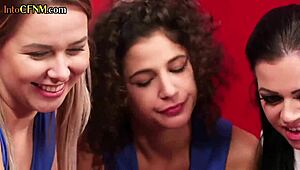 hey, those uniformed british dommes are sucking black cock in cfnm group! 😜