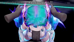miku deepthroats big black cock on stage