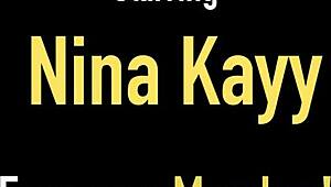 Damn! Nina Kayy Slides A Big Dildo Between Her Big Tits!