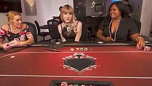 The shemale sucks the croupier hard, then rides him in rough assfucking cowgirl