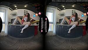 angel kriss masturbates solo in kitchen vr