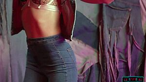 Adriana Chechik performs a solo jeans striptease