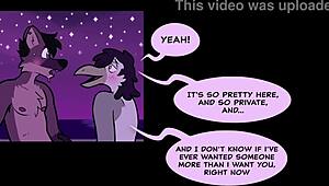 does that furry wolf eat the gay bird on the beach with cum