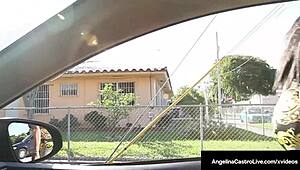 Free Ride? BBW Angelina Castro Blows Lucky Cock for a Lift