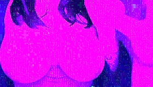 Rgb light blowjob by busty Asian with massive cumshot on boobs