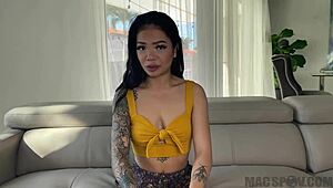 Petite Asian Paisley Paige gets railed by big dick in POV